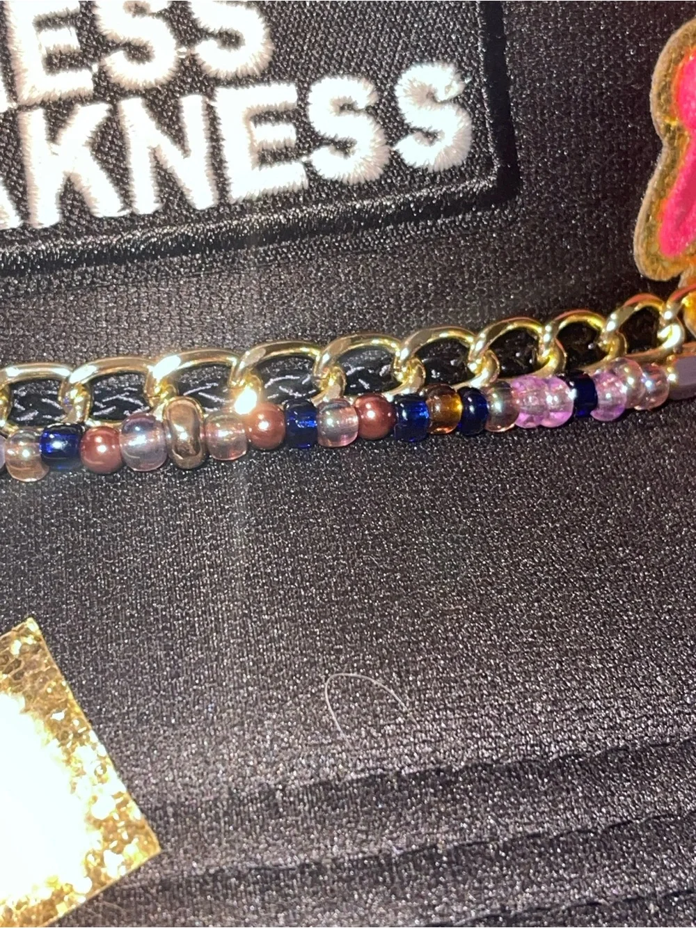 Handmade 10” Trucker Hat Chain Band Double Strand Gold & Purple (Band Only)